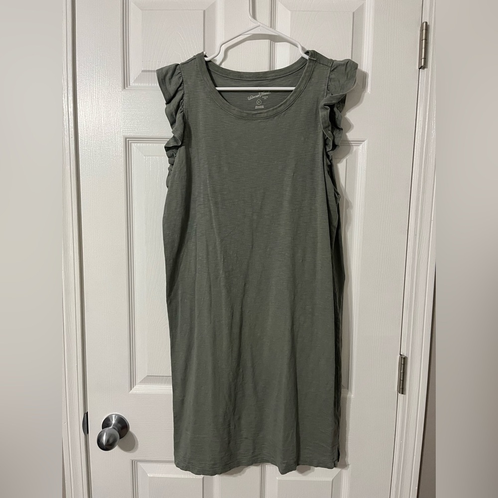 Universal Thread Olive Green Ruffle Sleeve Dress